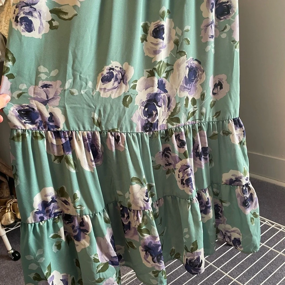 Floral Maxi Dress in Green and Purple - Picture 5 of 5